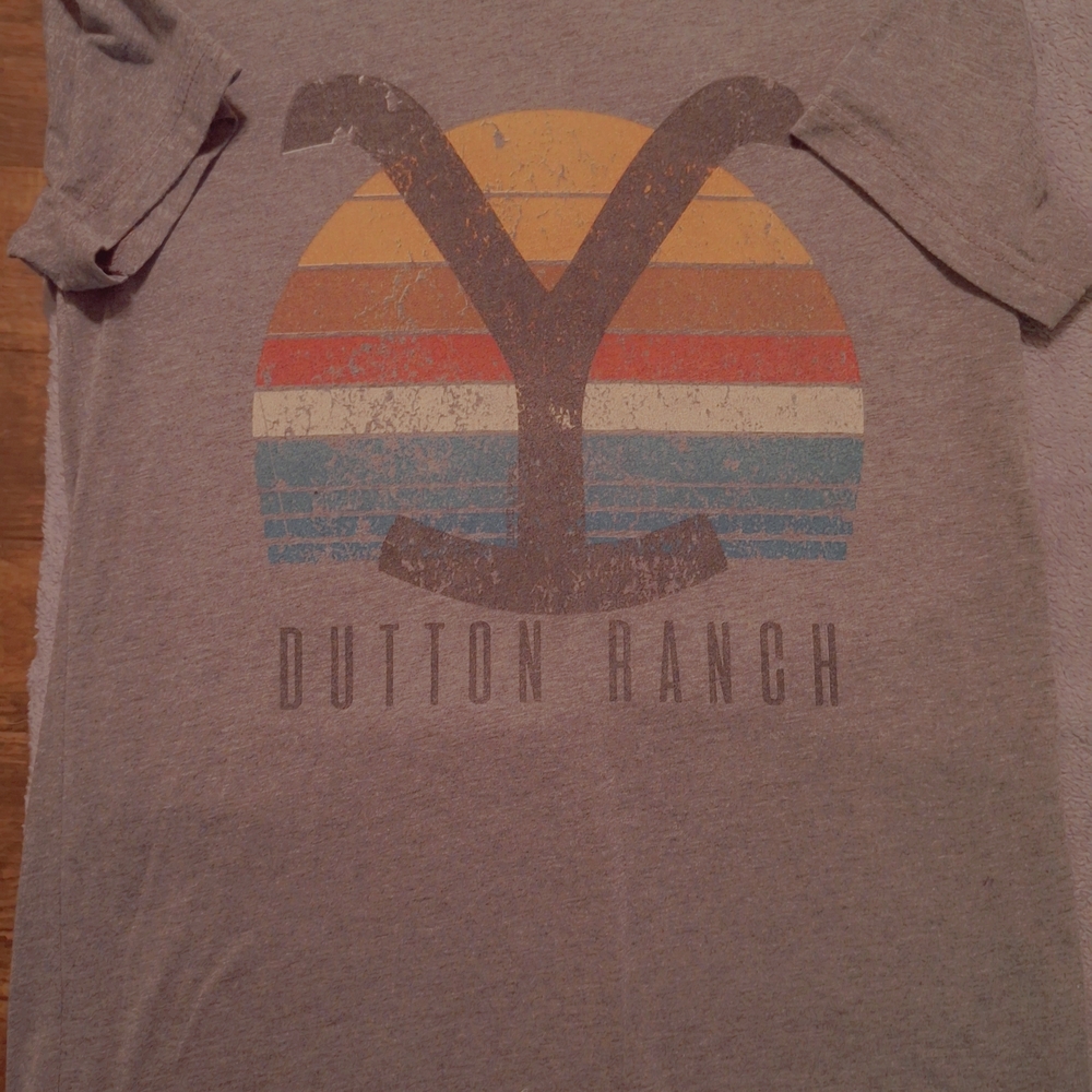 Ladies Yellowstone Dutton Ranch Bella Canvas Vintage Gray Graphic Tee Sz MED